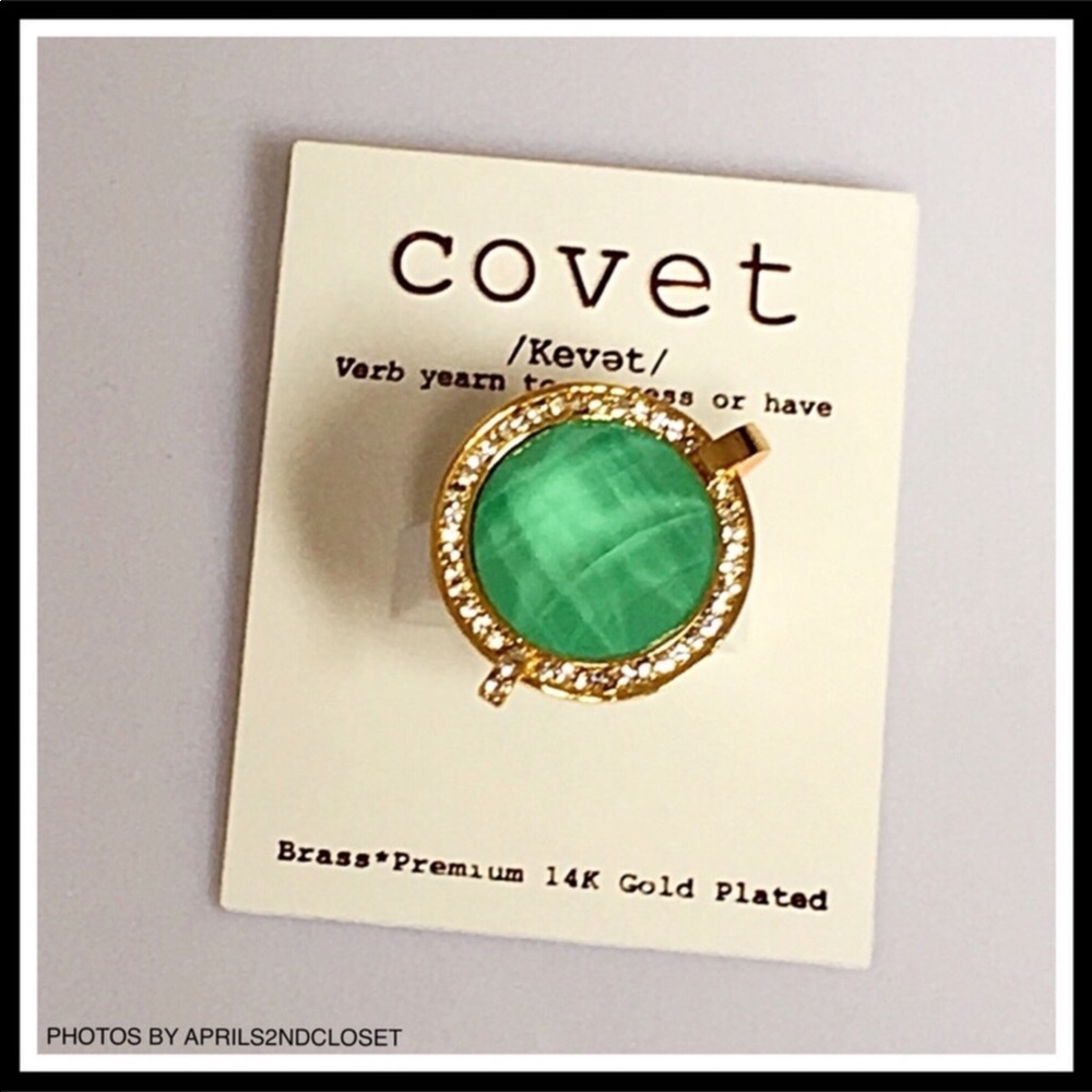 GENUINE CRYSTAL TURQUOISE STONE JEWEL PAVE BOHO STATEMENT RING A2C - Picture 3 of 8